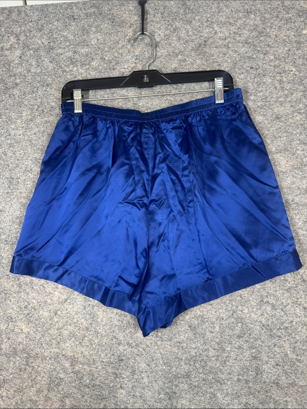 Vintage Silk Satin Royal Blue Lounge Sleep Shorts Large Y2K Minimalist Casual - Picture 10 of 11